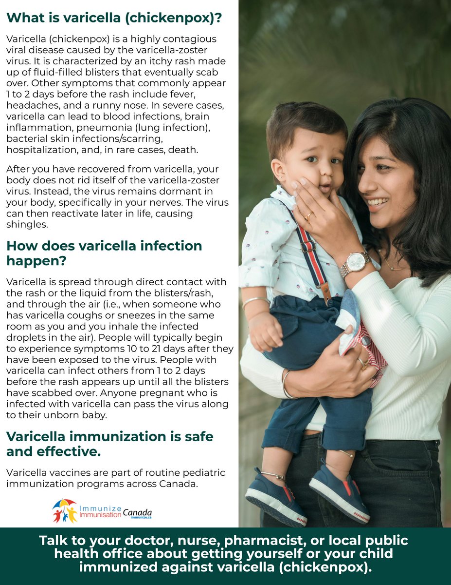 ImmunizedotCa's tweet photo. What is varicella (chickenpox)? | https://t.co/ngl7E8Be7t #varicella #chickenpox #VaccinesWork #VaccinesSaveLives #GetImmunized https://t.co/XHL9rc2Q8w