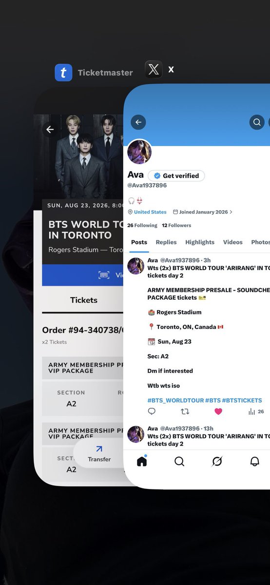 JoyAsedy's tweet photo. WTS (2x) BTS WORLD TOUR ‘ARIRANG’ IN TORONTO – Day 2 tickets 🎫

✨ ARMY MEMBERSHIP PRESALE – SOUNDCHECK VIP PACKAGE

🏟️ Rogers Stadium  

📍 Toronto, ON, Canada 🇨🇦  

📆 Sun, Aug 23  

Sec: A2

DM if interested🫶🏻

WTB / WTS / ISO https://t.co/iJIJFTOErH