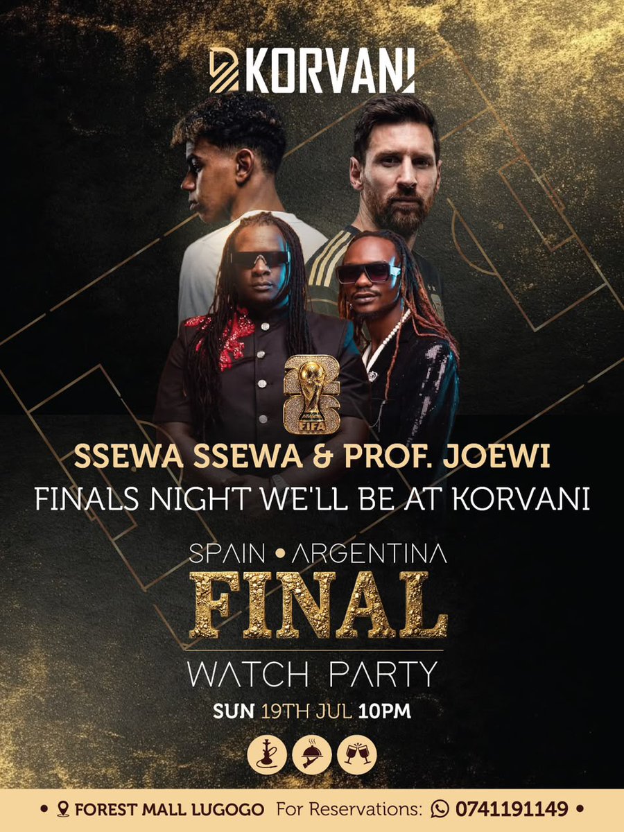 WilamTruth's tweet photo. You want to have the best word cup experience, Korvani is the plot for the final with music vybes. 🏆🔥🔥🔥 @SoulEventsAfric  #everythingcanwait #worldcup https://t.co/phYM2cb4KE
