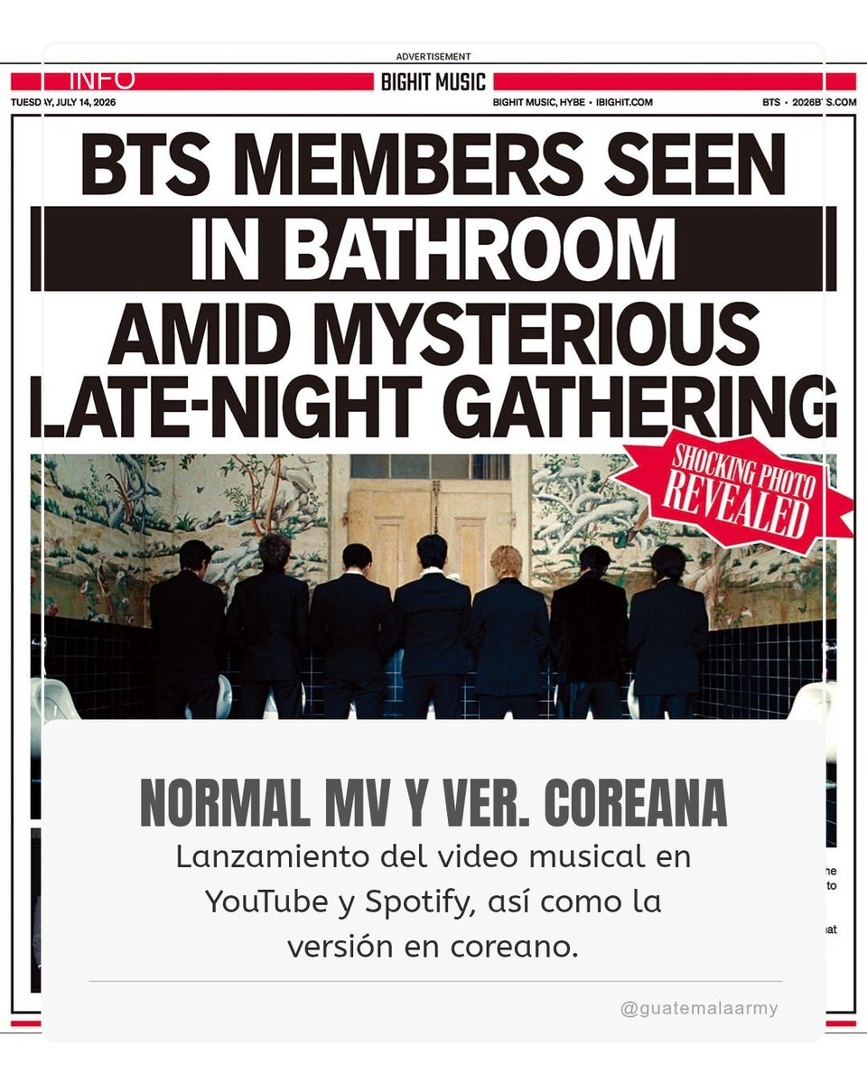 GuatemalaArmyB1's tweet photo. | INFO
Encuentra disponible el nuevo video musical de NORMAL tanto en YouTube como en Spotify. Así como la version en coreano de la canción, escuchada por primera vez en el concierto de Busan.
#BTS #btsnormal #BTSARIRANG #btsarmy #arirang https://t.co/11NNRxJOAV