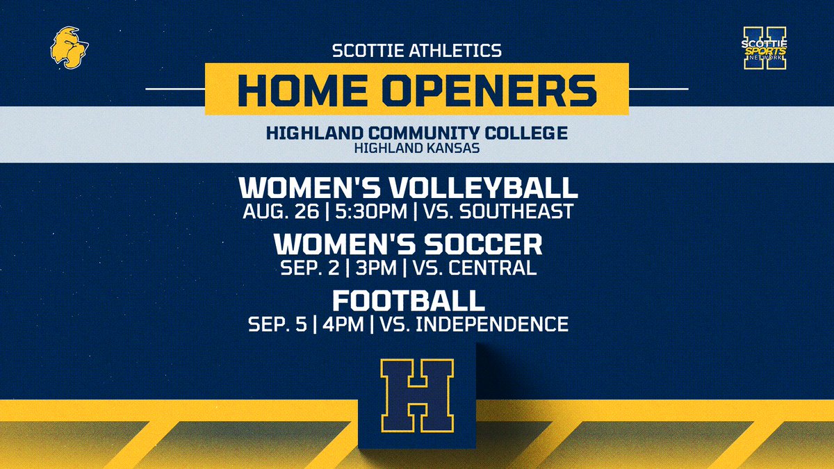 HCCscotties's tweet photo. Attention all fans! The home openers at Highland Community College are just around the corner! Let’s pack the stands and support our student athletes! #ScottieNation https://t.co/Gc64ldVgGP