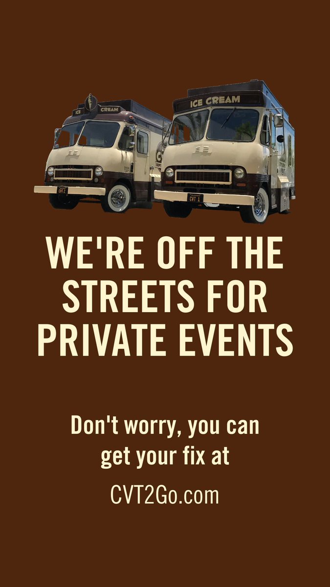 CVTSoftServe's tweet photo. We are off the streets today for private events. But don't worry you can still get your fix at https://t.co/hcO9VrlUqX https://t.co/JEX2avQkq8