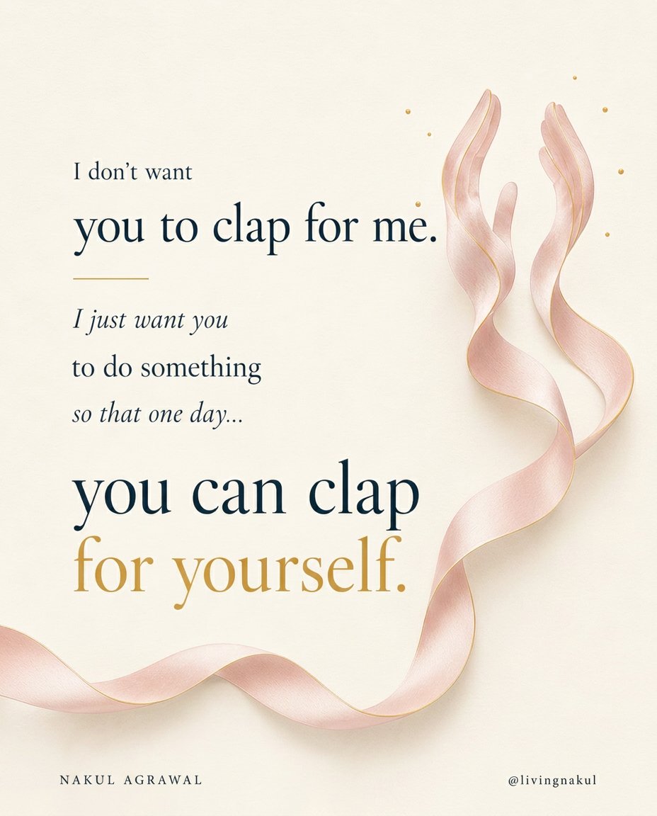 LivingNakul's tweet photo. Don't clap for me.
Live in a way that one day, you can clap for yourself.
That's a far greater achievement than anyone else's approval.
#SelfGrowth #Purpose #Wisdom #ConsciousLiving #Leadership https://t.co/j7NWHFm39c