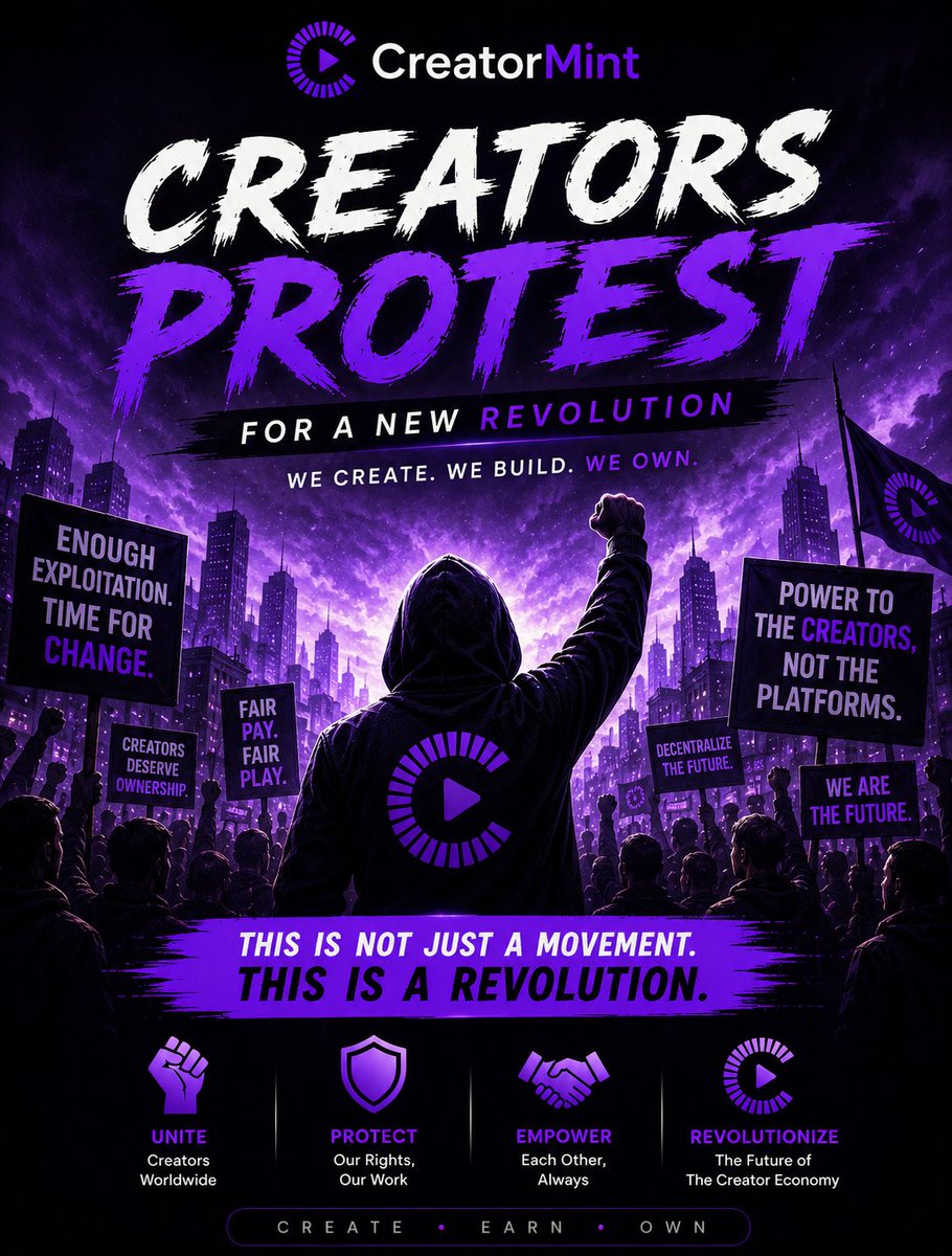 Creatormintai's tweet photo. Creators built the internet.
Now it's time to own it.
No more renting audiences.
No more giving away value.
CreatorMint is building the creator-owned economy.
β This isn't just a movement.
It's a revolution.
#CreatorMint #Web3 https://t.co/MfYLIdADMp