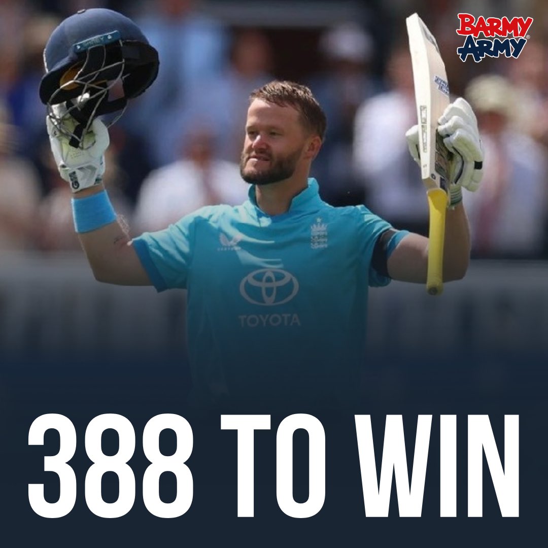 TheBarmyArmy's tweet photo. Some late fireworks from Jos Buttler &amp; Joe Root at the death, sees us score an emphatic 387 runs!💥🏴󠁧󠁢󠁥󠁮󠁧󠁿🏏 

#ENGvIND https://t.co/u011PJVlo2