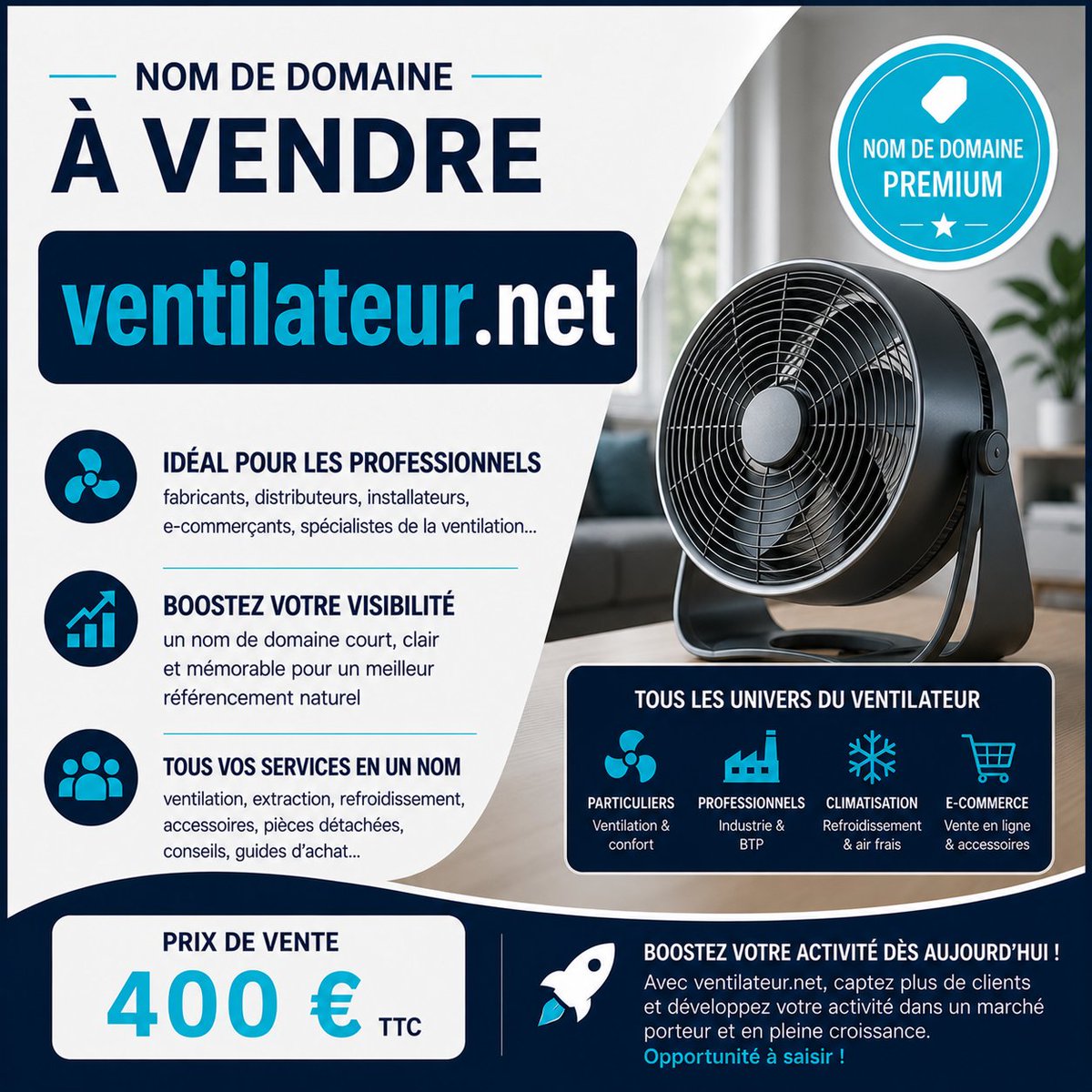 domainia_fr's tweet photo. 🌬️ Nom de domaine à vendre : https://t.co/M2e8s5PUnz

💶 Prix : 400 € TTC

🔎 Le mot-clé « ventilateur » est recherché 135.000 fois par mois selon https://t.co/wSBq0jOqBr.

👉 https://t.co/lsHCe8Dpjm

#Ventilateur  #Ecommerce #Ventilation #domaine https://t.co/5A6JvR0HPh