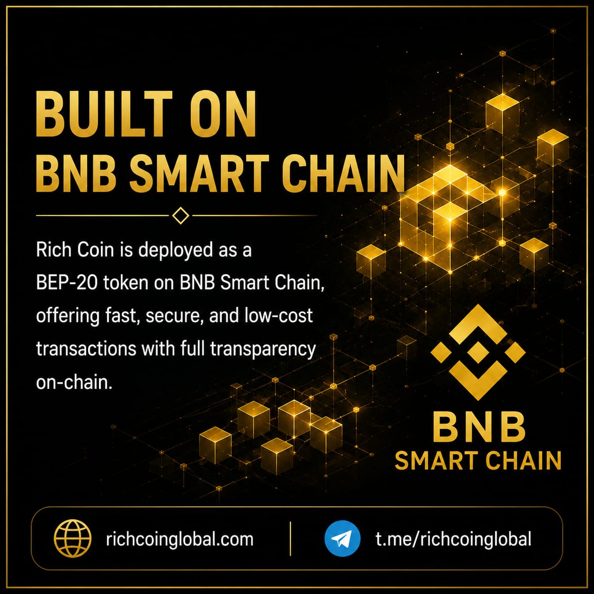 Richcoinglobal's tweet photo. ⚡ Built on BNB Smart Chain
Rich Coin is deployed as a BEP-20 token on BNB Smart Chain, offering transparent on-chain transactions through a verified smart contract.
#BNBChain #BSC #RichCoin https://t.co/J3wCiqEiRY