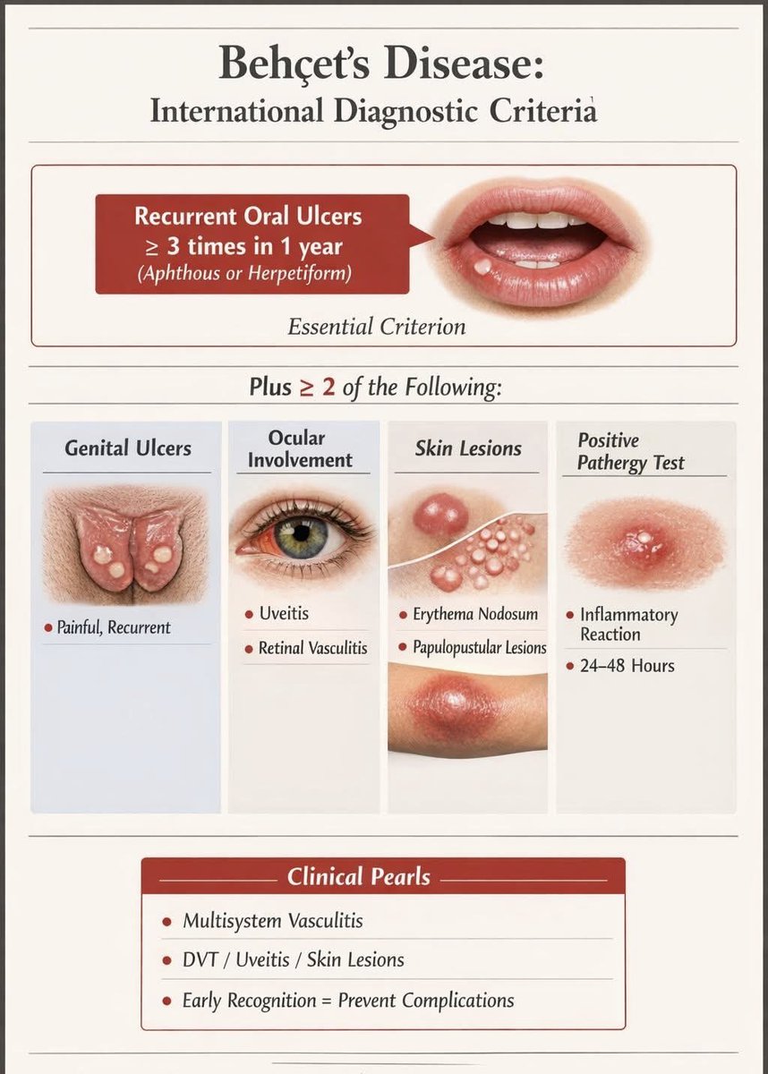 doctorinstaha's tweet photo. Behçet Disease diagnostic Criteria.
What treatment strategy would you recommend? https://t.co/4AzozNI8jW