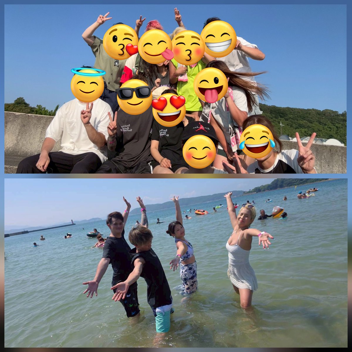 asahi_jm's tweet photo. 夏だーってことでみんなで　#海 https://t.co/bXuets2BRT