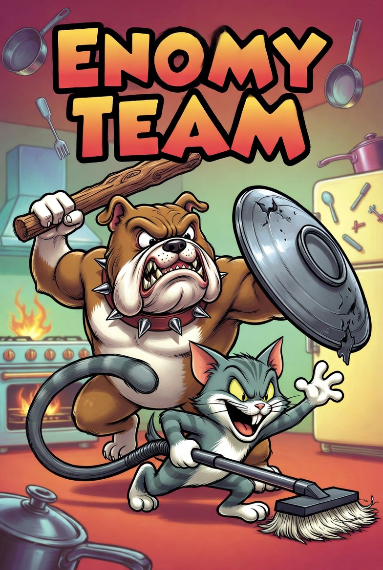 TJtomandjerry's tweet photo. We’re back. The chaos never left…  

TEAM TOM &amp; JERRY 🐰🐱
VS  
ENEMY TEAM 

Who you got winning this war? Drop your pick 👇
#TomAndJerry #Cartoonchaos https://t.co/A3VfTJzTC0