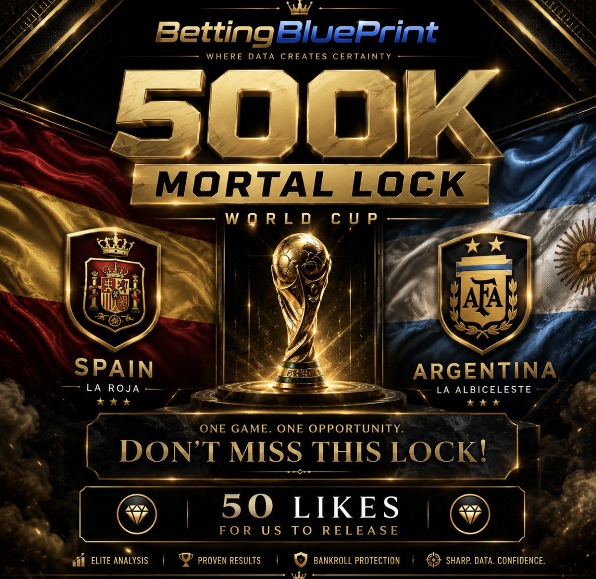 BluePrintBets1's tweet photo. World Cup

50 likes❤️ for Spain vs Argentina Mortal lock

All premium plays have been sent out

8-1 in last 9!

Our 5 statisticians are absolutely crushing it! Don’t miss this https://t.co/JUHK9vn99u