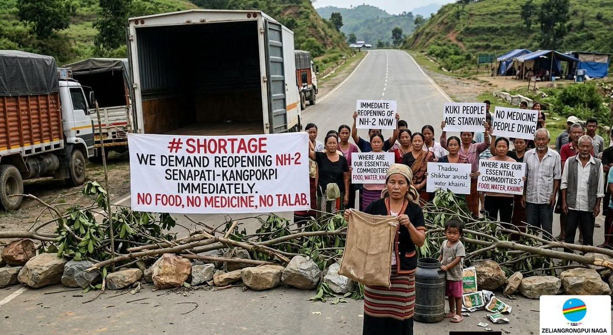 Kamginthan40473's tweet photo. WE STRONGLY DEMAND THE IMMEDIATE REOPENING OF NATIONAL HIGHWAY-2 BETWEEN SENAPATI AND KANGPOKPI DISTRICTS

The ongoing economic blockade on National Highway-2, which has continued for more than one month, is causing immense hardship to the people of Kangpokpi District. The prolonged disruption has resulted in severe shortages of food, medicines, fuel, LPG, and other essential commodities, affecting thousands of innocent civilians, including women, children, students, patients, farmers, traders, and transporters.

The blockade has significantly disrupted the free movement of trucks carrying essential supplies, creating a humanitarian crisis in Kangpokpi District. We urge the Government of India and all concerned authorities to take immediate and effective action to restore normal transportation and ensure that innocent civilians are not made to suffer any longer.

We call upon the Ministry of Home Affairs, the Government of Manipur, the Indian Army, Assam Rifles, CRPF, COBRA, BSF, Manipur Police, and all security agencies to immediately reopen National Highway-2 between Senapati and Kangpokpi Districts. Additional security personnel should be deployed, particularly along the Senapati stretch of the highway, to guarantee the safe and uninterrupted movement of trucks transporting essential commodities.

Reports have attributed the ongoing blockade to NSCN-IM, ZUF (Kamson Group), the United Naga Council (UNC), Senapati District Students, JTM, and NPO. We call upon the competent authorities to investigate the situation, uphold the rule of law, and ensure that no individual or group unlawfully obstructs a national highway.

National highways are public lifelines and must remain open for every citizen without discrimination. The Constitution of India guarantees equality before the law and freedom of movement. Denying access to essential commodities through prolonged obstruction places the lives and welfare of innocent civilians at risk. We therefore urge the authorities to act without delay, restore the free movement of vehicles, protect truck drivers, and ensure that essential supplies reach Kangpokpi District safely.

#OpenNH2Now #ReopenNationalHighway2 #Kangpokpi #Senapati #Manipur #EndEconomicBlockade #EnsureFreeMovement #ProtectCivilians #EssentialSupplies #GovernmentOfIndia #MinistryOfHomeAffairs #IndianArmy #AssamRifles #CRPF #COBRA #BSF #NHAI #BJP #JusticeForAll #ConstitutionOfIndia #NSCNIM #ZUFKamsonGroup #UnitedNagaCouncil #UNC #SenapatiDistrictStudents #JTM #NPO

@PMOIndia @AmitShah @HMOIndia @BJP4India @CMOMnipur @manipur_police @official_dgar @crpfindia @BSF_India @ITBP_official @NHAI_Official @PIB_India @DDNewslive @airnewsalerts @ANI @PTI_News @the_hindu @IndianExpress @timesofindia @CNNnews18 @ndtv @Republic_Bharat @ZeeNews @News18India @power_corridors @LokBhavManipur