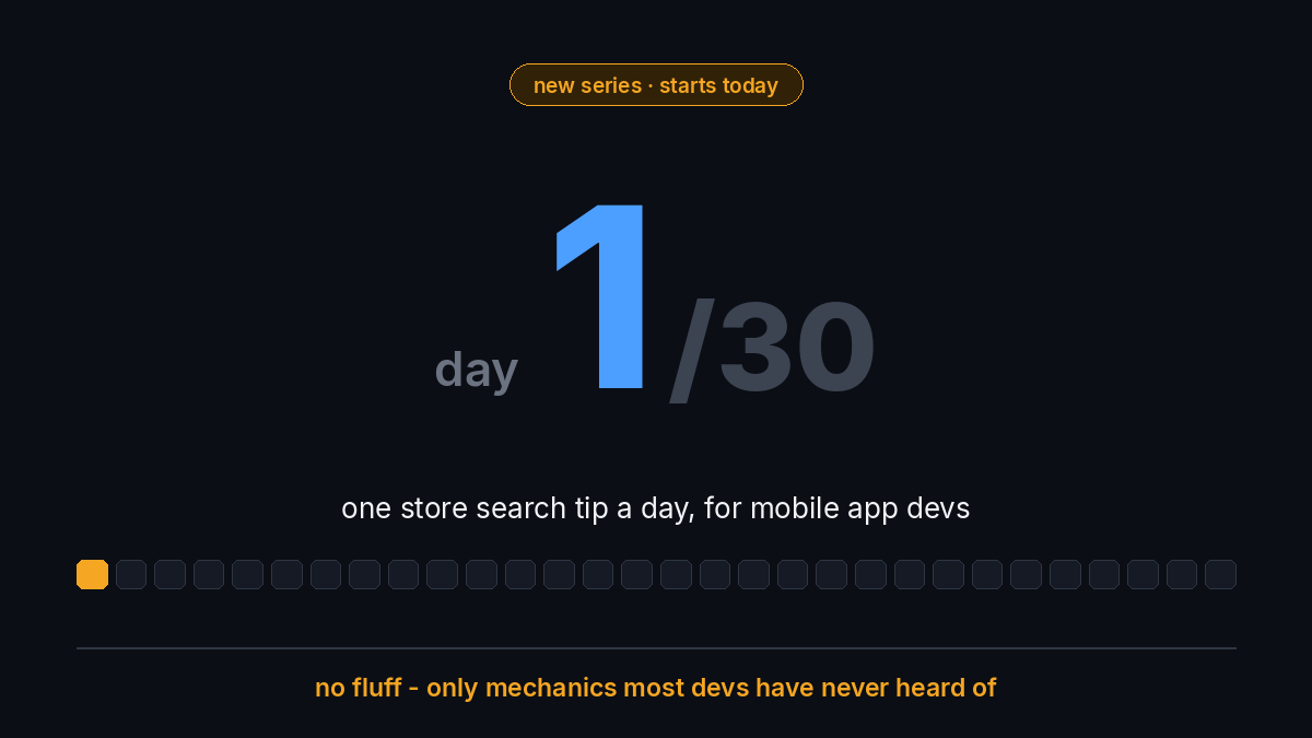 egorgeol's tweet photo. mobile app founders - this one's for you

starting today: 30 days, 30 tips to push your app up in store search. no fluff, no generic "improve your screenshots" advice - specific mechanics most devs have never heard of

day 1 is about a tactic that feels illegal (it's not) 👇 https://t.co/LDmPLabrqf