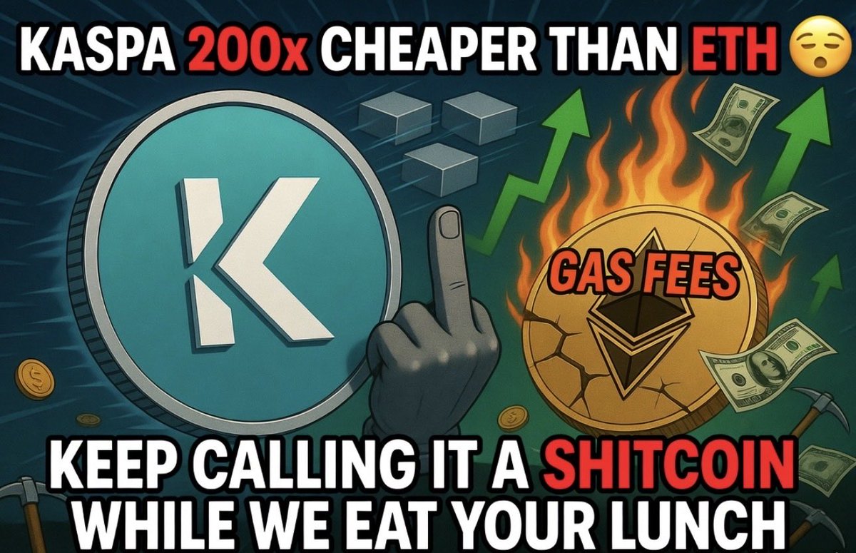YStan__'s tweet photo. Kaspa just ran EVM stress tests at 200x cheaper than Ethereum 😂

While ethereum:native holders pay gas fees that could buy a house, kaspa:native is doing token swaps, lending & NFTs on PoW for pennies.

Toccata is live. Real speed. Real security. No VC bags.
Keep calling it a ‘shitcoin’ while we eat your lunch in the bull run.

This is the middle finger to every overpriced L1. $KAS to $1 or I’m never shutting up.

Pro move: Secure your $KAS stack properly on Tangem hardware wallet cold storage for serious HODLers. 

Buy with discount 👇
Buy @Tangem Wallet with discount!
https://t.co/GYsUSfuHUE”