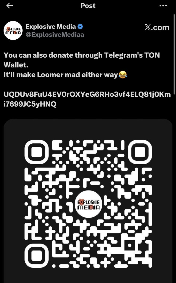LauraLoomer's tweet photo. BREAKING: 

🚨 Iranian IRGC-Linked Propaganda Outfit Explosive Media Aggressively Soliciting Crypto Donations — Including TON Wallet — From Global Supporters 🚨 

I’m seeing this unfold in real time, and it’s raising serious red flags, especially in light of President Trump’s post on Truth Social today calling for Iran to be added to the Russian sanctions bill. 

The Iranian group Explosive Media, the same outfit pumping out viral Lego-style AI videos pushing pro-Iranian regime, anti-US and anti-Israel narratives, is now openly begging for cryptocurrency donations to keep their propaganda machine running. 

On their Telegram channel and X account @ExplosiveMediaa, they’re posting wallet addresses for Bitcoin, Solana, USDT, Ethereum, Monero, and a dedicated TON wallet.

They specifically tell followers to use Telegram’s @wallet bot which requires no ID, and say “drop us a DM” so they can thank donors personally. They’re framing it as “supporting the resistance” and covering costs for more videos. 

These Lego videos aren’t just some indie art collective. Explosive Media has admitted the Iranian government is a paying “customer.” Multiple investigations tie their operatives directly to IRGC cultural pipelines and regime institutions. The IRGC is a U.S.-designated terrorist organization. 

They’re using these donations to fuel content that millions see, as this content serves the Iranian regime’s information war and as a tool to fuel acts of terrorism and support for Islamic terrorism on US soil. 

Here’s what every American needs to hear: 

If you’re in the U.S. and you send crypto to these wallets, you could be walking straight into a sanctions violation. The US Treasury has been hammering Iranian crypto networks tied to the IRGC for sanctions evasion and terror finance. These transactions are traceable. 

Don’t say you weren’t warned. 

There’s also the Russia angle. While Explosive Media is Iranian-run, their content gets amplified in the same networks that push Kremlin narratives. 

It’s all part of the same axis pushing hybrid warfare against the West.

This begs the question: why hasn’t @elonmusk banned this account? 

They’re openly soliciting donations that could fund terrorist-linked propaganda on X and these donations are sanctions violations. The account is still up, still posting, and still collecting funds. Free speech has limits when it crosses into material support for designated terrorist organizations. 

Explosive Media continues thanking donors and pushing for more. 

Stay vigilant. If you’re seeing these appeals, know exactly what you’re getting into and don’t donate because you can and will be found guilty of sanctions violations and material support for terrorism. 

I’ll be reporting this to @SecRubio @SecScottBessent @USTreasury