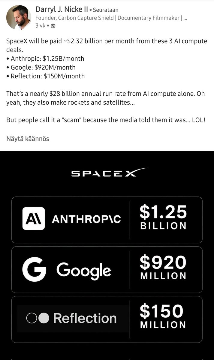 AEV_FINLAND's tweet photo. Curious question.
By 2030, how many MW of AI compute capacity do you think SpaceX will ultimately need?
We're building AI-ready energy and DC infrastructure in the Nordics.
If Northern Europe becomes part of the roadmap, let's talk.
@elonmusk @SpaceX https://t.co/HHqKovEghL https://t.co/0DJQsy8yih