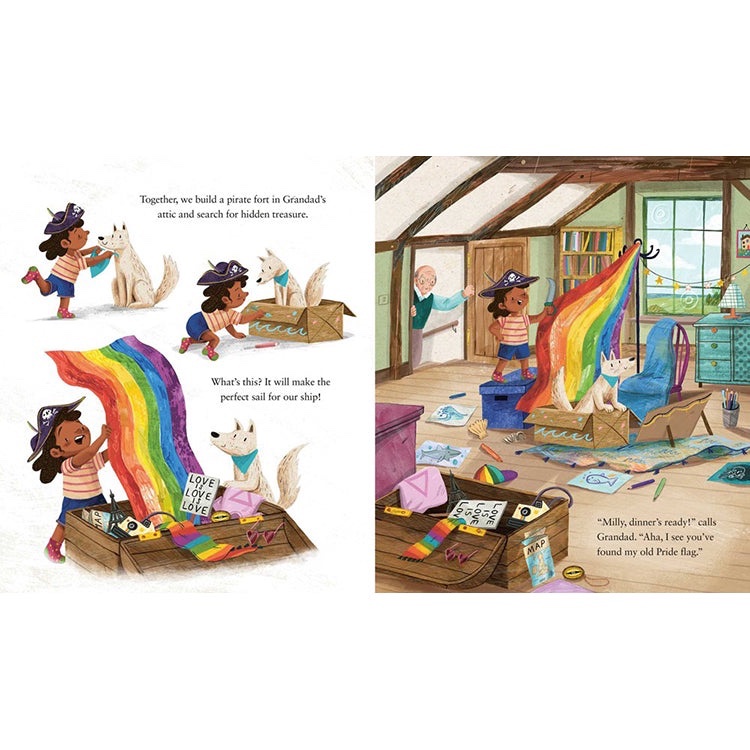 FourthWave17's tweet photo. @JournalistJill This is the children’s book, Grandad’s Pride. See this page: the grandchild is in grandad’s attic where “love is love”, MAP (minor attracted people) is not about roads, and a Polaroid camera is ready for child porn pictures. Why is this book published? https://t.co/HDEoUPxMmh