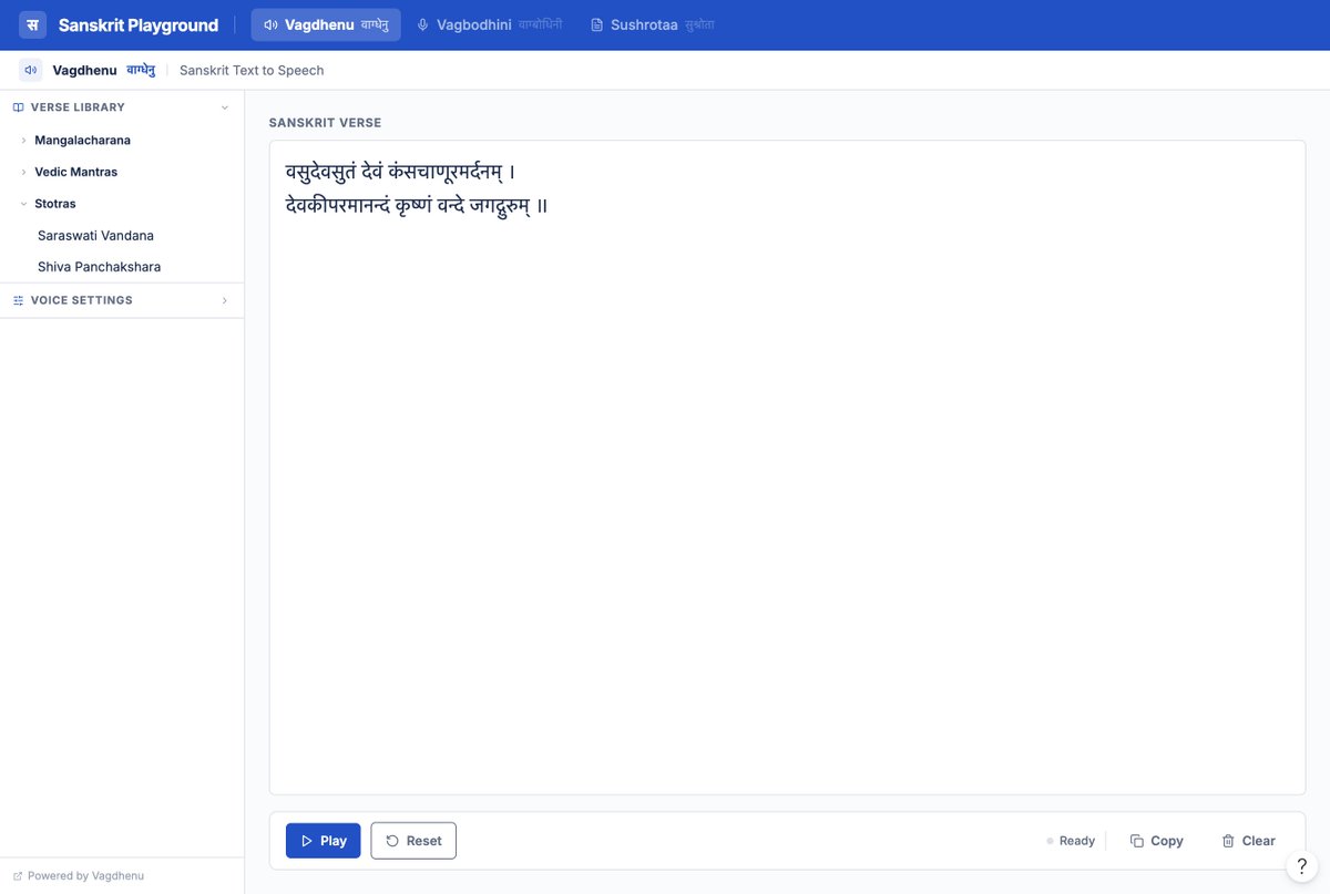 fewmorelines's tweet photo. @prathoshap Proposing something like this. Treating it like SAAS. No additional page scroll. Everything within viewport height (vh). All 3 tools accessible.  Shloka library in sidebar. Future it can have search. Goal : Superapp for sanskrit. On hover sanskrit dictionary can also be included. https://t.co/H1lZ8fF5rU