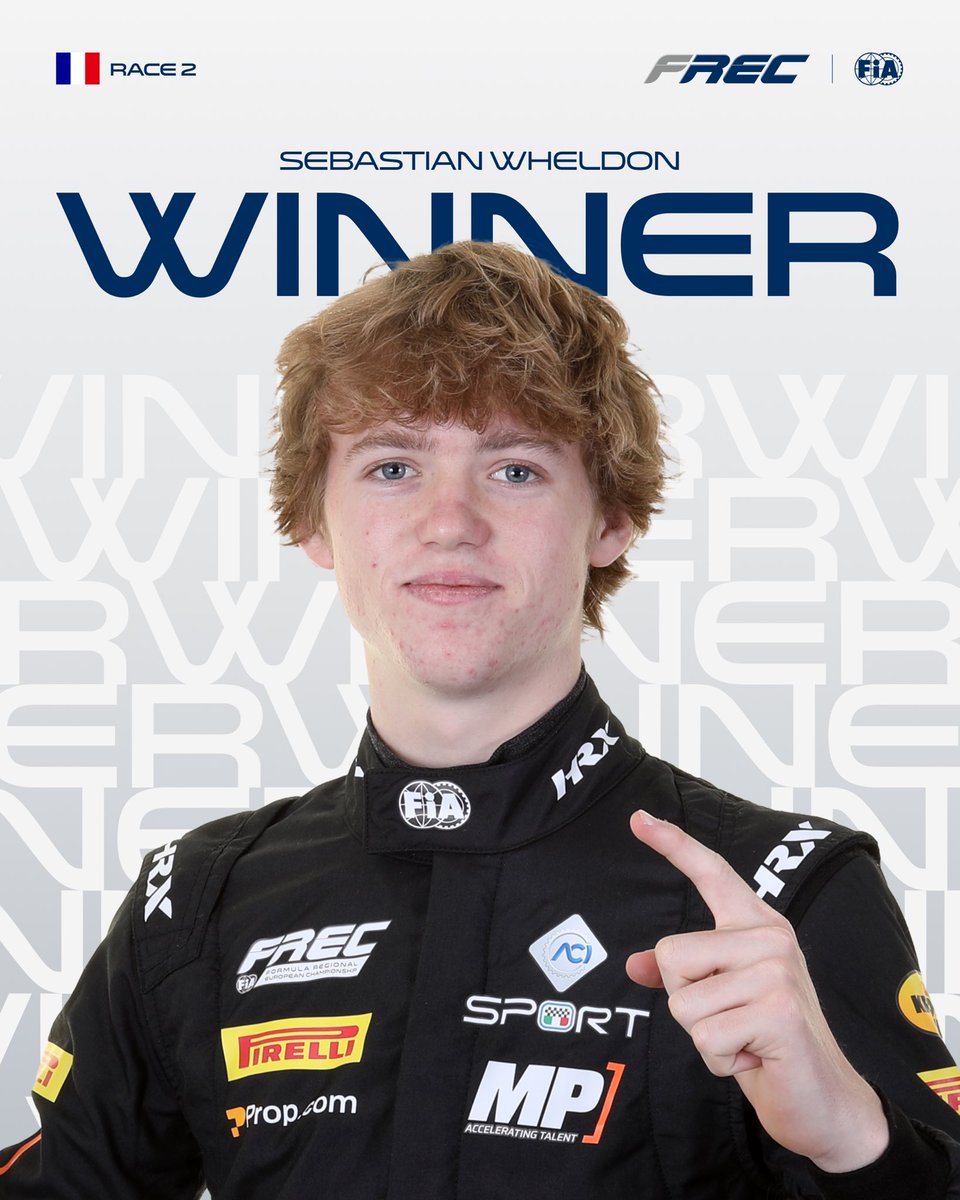 fia's tweet photo. Sebastian Wheldon wins Race 2! 🇫🇷🏆

A dominant drive from the MP Motorsport driver sees him top the podium ahead of Emanuele Olvieri and Alexander Abkhazava.

#FIA #FREC #LeCastellet https://t.co/lLKrzj6DsN