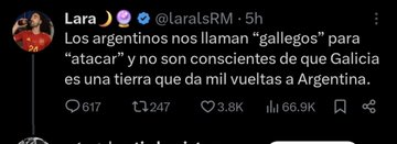 kalipolis's tweet photo. Llamar "gallego" a un español no es despectivo. Despectivo es decir "panchito" o "sudaca". https://t.co/R8PHlSOR2v