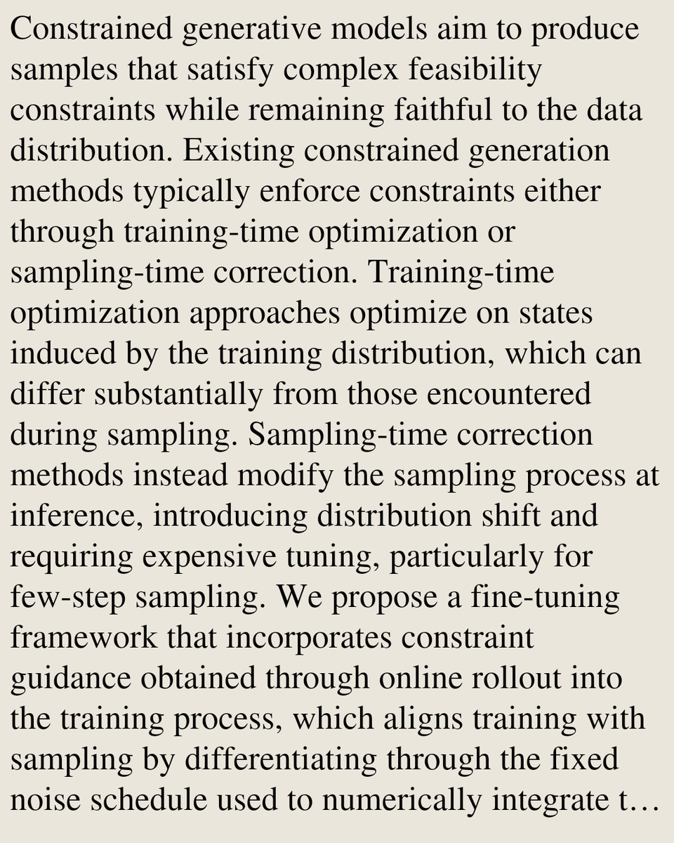 Memoirs's tweet photo. Integration Matters: Rollout-Based Training for Constrained Diffusion Models

Xiaoxuan Liang, Saeid Naderiparizi, Berend Zwartsenberg, Frank Wood
https://t.co/JosVP6XIky [𝚌𝚜.𝙻𝙶 𝚌𝚜.𝙰𝙸] https://t.co/BzlWEHo9fW