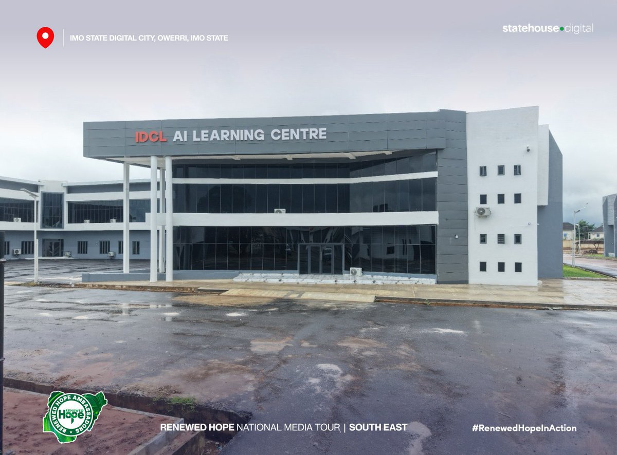Zorkason's tweet photo. An aerial view of the New Imo State Digital Hub, which is being established by the partnership of Imo State and the private sector, under the Renewed Hope Initiative of President Tinubu. 

The technology hub has empowered over 5000 Imo Youth in various tech and vocational skills such as smartphone building, drone development and drone piloting, automobile engineering, robotics, software development and more.