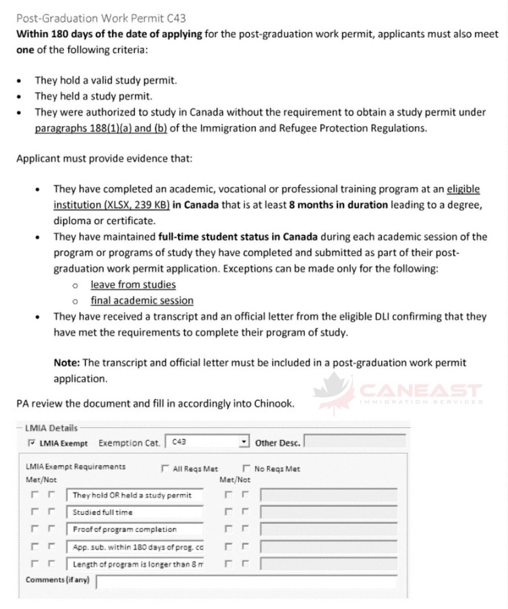 MannyLidher's tweet photo. IRCC Internal PGWP Processing Guidance

An internal IRCC document states that PGWP applicants must complete an academic, vocational or professional training program of at least 8 months at an eligible institution, leading to a degree, diploma or certificate.

It does not mention any requirement that the program be credit-bearing or expressly exclude non-credit programs. The current PGWP Program Delivery Instructions do not either.

The document also directs staff to record the assessment in Chinook, IRCC’s processing tool.

Given the recent wave of PGWP refusals, a change to Chinook’s rules, prompts or processing templates may be one possible explanation. 

#WorkPermitCanada #CanadaVisa