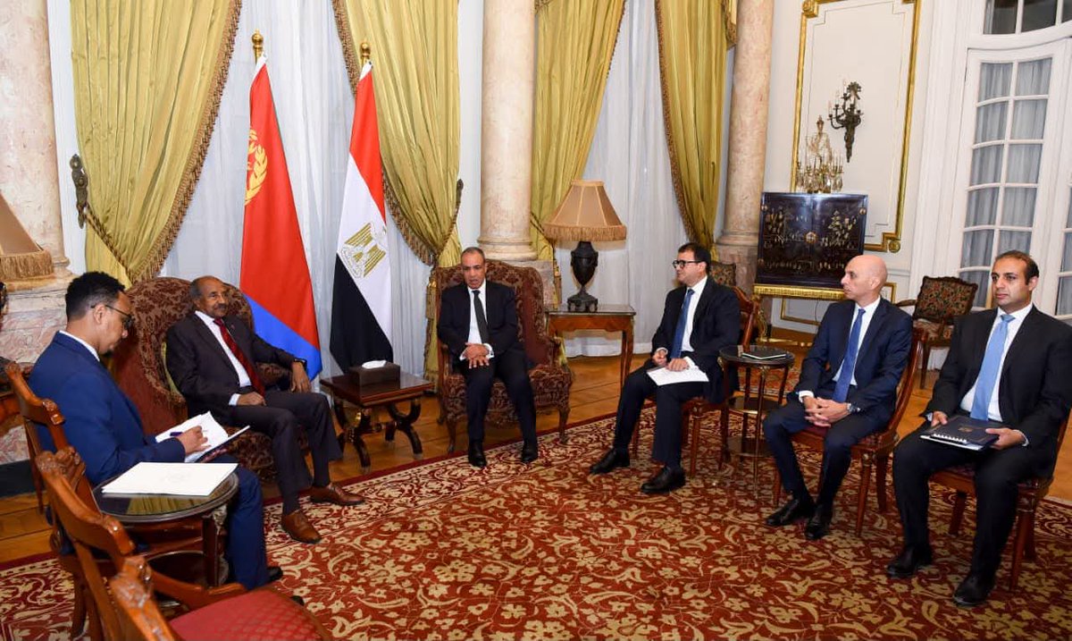 hawelti's tweet photo. Foreign Minister Osman Saleh met in Cairo today his Egyptian counterpart, FM Dr. Badr Abdelatty, for extensive talks on the consolidation of the strategic and historical ties of partnership that exist between the two countries. 

The two Foreign Ministers discussed in greater depth current developments in the Horn of Africa and the coordination of the respective positions of both countries on matters of mutual interest.

The Foreign Ministers recalled the meeting between the two Heads of State held in Cairo last month as well as previous exchanges of Ministerial visits between the two countries.  

In this regard, Foreign Minister Osman Saleh and his Egyptian counterpart noted that conducive groundwork has indeed been accomplished to elevate the bilateral ties of friendship and cooperation to a new and higher level and thereby augment the benefits and interests of both peoples.

The two Foreign Ministers also underlined that the security and governance of the Red Sea is, in full consonance with international law, the exclusive and normative responsibility of the littoral States.

Foreign Minister Osman Saleh also met in Cairo Mr. Massad Boulos, President Trump's Senior Advisor for Arab and African Affairs, for extensive talks on the enhancement of Eritrea-US bilateral ties as well as on broader regional matters and developments.