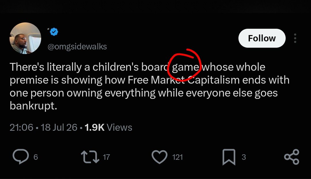 EnglLibertarian's tweet photo. @omgsidewalks It's a game for children, not some sort of advanced economic simulation, it's supposed to be fun, not accurate. If you truly believe that monopoly is an accurate and fair representation of the free market you are either deranged or mentally retarded https://t.co/KF8gLNJrnR