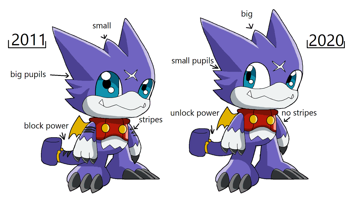 bayronxd77's tweet photo. Differences between my version #Digimon https://t.co/y09ocE7As2