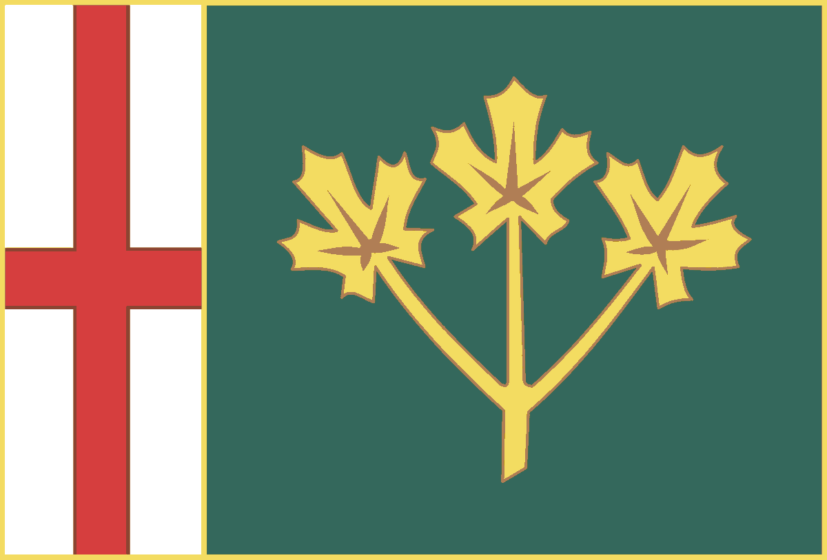 uncle_deluge's tweet photo. If I had to make a new flag for Ontario (and I'm even open to this idea, I'm not married to the red ensign) I would do a similar field-of-arms style and also just steal PEI's colour scheme. Something about it is so pleasant https://t.co/ULx4lnXpYl