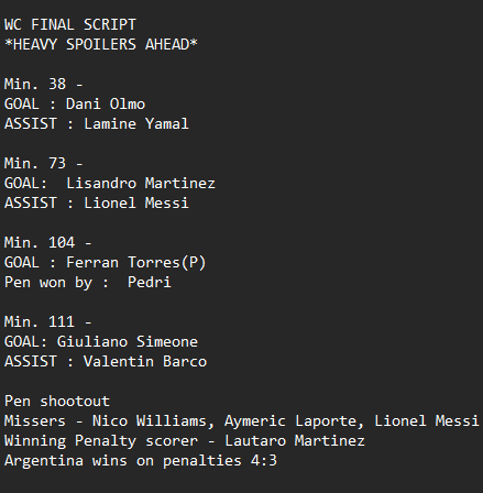 TheNightNight23's tweet photo. THE OFFICIAL WORLD CUP FINAL SCRIPT 2026 https://t.co/EOafAlvnz5