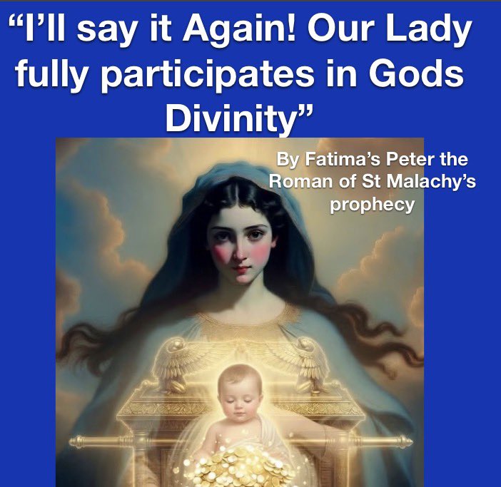 PetertheRoman2's tweet photo. Blessed Virgin Mary came into perfect communion with the Holy Spirit upon the overshadowing of Her so Christ could be begotten not made. This unity is also why She gives the 7 gifts of the Holy Spirit that perfect  a soul forgiven by Christ as to get into heaven. Thus the tittle CoRemptrix. Man can not separate what God has United which is why She is known as Chaste Spouse of Holy Spirit. When you invoke blessed Virgin Mary you are insured of invoking Holy Spirit who She is in perfect communion with. Not to invoke Her leaves the possibility of your prayers being dismissed or even intercepted by Jezebel Spirit under certain conditions. 
By Fatima’s Peter the Roman of St Malachy’s prophecy

 @P_BenedictXVI @Pontifex @TaylorRMarshall @DrScottHahn @megynkelly @TuckerCarlson @BishopEliasOSB @DioceseCC @BishopWack @BishopOlmsted @BishopPaprocki @BishopBarron @rustyrockets @RealCandaceO @TradcastNOW @TradCathEd @Traditional_cah @ValintinoKomar @NCRegister @Cardin @CathDailyRef @DioceseofGallup @CatholiNewsSvc  @USCCB @CardinalAutogr1 @sarahinitaliano @CardinalAutogr1 @OrangeDiocese @BishopMansour @BishopMonforton @PetrusRomanus14 @GloriaExcelsisD @akathrosary @ArchbishopFabre @TweetingPriest @frobrien @FatherTF @TheBread_OfLife
 @VP