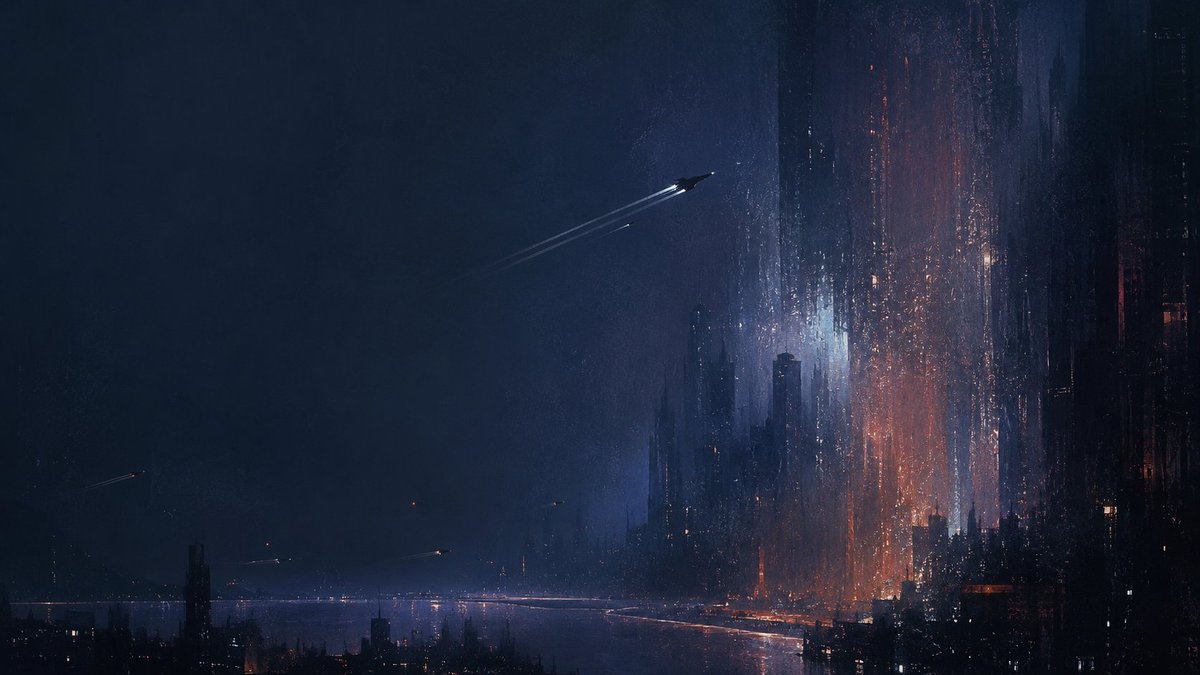 Deep Blue Sci-Fi Megacity Wallpaper