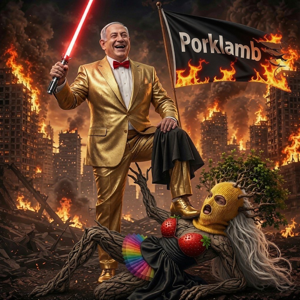 Darkparodycus's tweet photo. @hasanthehun Porklestine has choice, keep on believing - none cares for your voice. Pick Uncle Ben or King Donny T, end is same - Harvesting-spree

Cover up, hair under veil - How cheap. Turn your pancakes without clue - West makes the best third world pork BBQ - Meep Meep! 

🇮🇱🇺🇲🖕😏 https://t.co/iwqZkCJ09p
