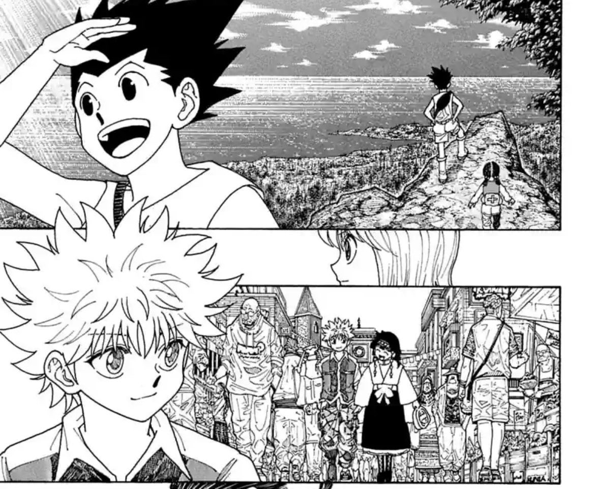 houseprinc3ssa's tweet photo. #hxh414 
chapter 404 —> leorio made an appearance
chapter 414 —> gon &amp; killua made an appearance 

THE MAIN FOUR WILL REUNITE IN CHAPTER 424 https://t.co/yHzEzhiZoh