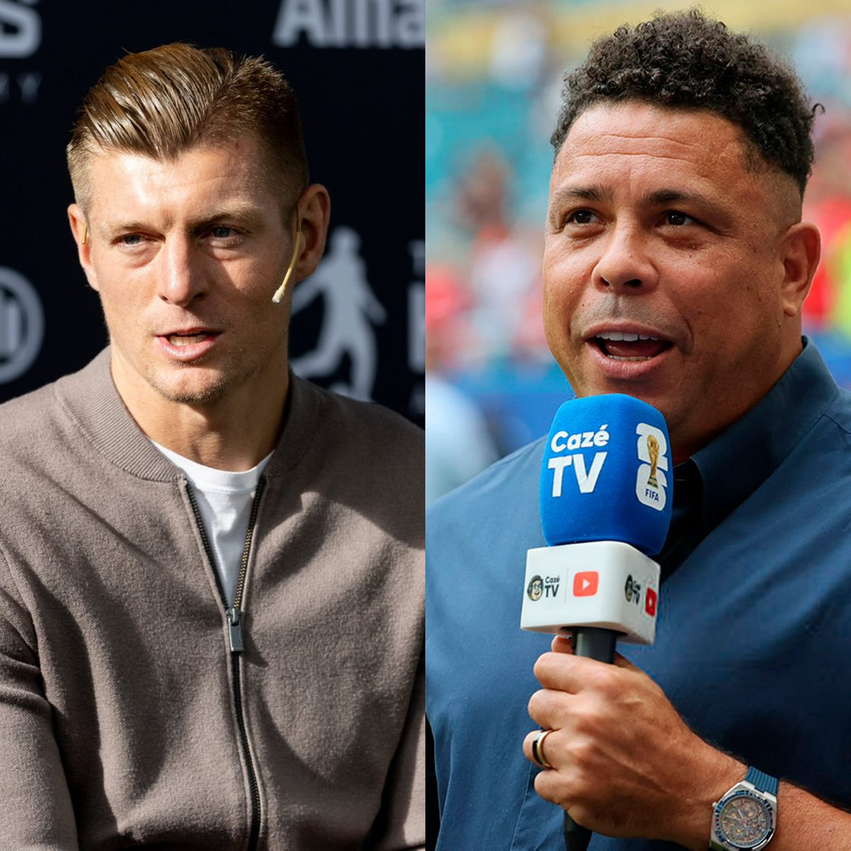 giraltpablo's tweet photo. Dos leyendas del fútbol predijeron la final de la Copa del Mundo 2026

“España le ganará fácilmente a Argentina” - Ronaldo Nazário

“Si España le hace un gol a Argentina, olvídate, le caerán tres o cuatro más” - Toni Kroos https://t.co/GdtDVZzN0A