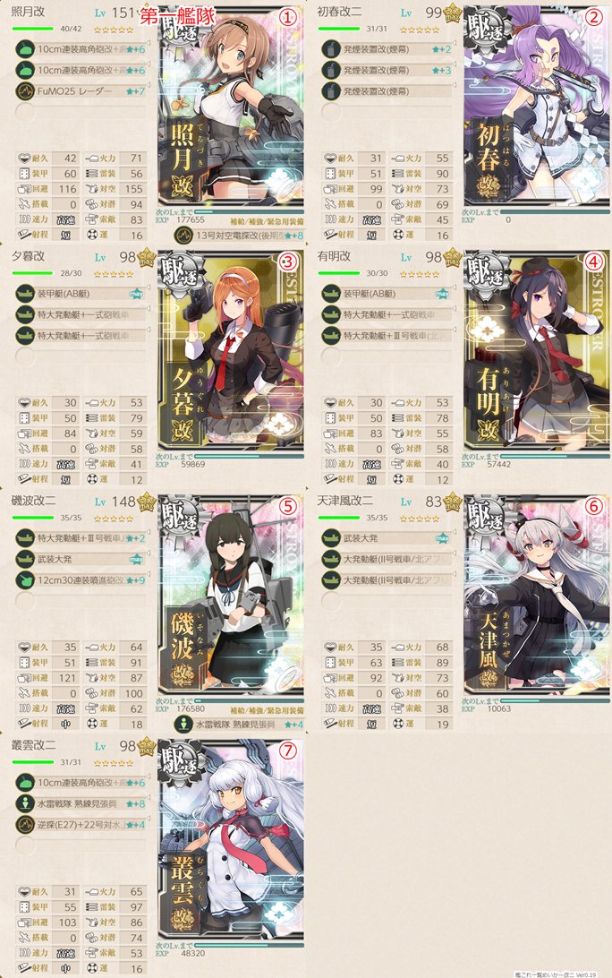 uoryuu's tweet photo. 艦これ
夏イベＥ２－１甲輸送クリア！
天津風はサブ
基地航空隊は陸攻×４をＰボス
煙幕はＬ
道中なし，決戦あり
輸送量　Ｓ無理　Ａ８６

駆逐７だから索敵それなりに必要 https://t.co/zuaDOpdCar