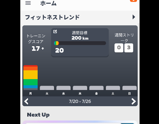 KEIJIROISM's tweet photo. Zwift

金土忙しくて走れなかった分を取り返すために今日だけで85KM走った→週間200KMクリア。バランス×

（Zwiftの週間目標の切り替えが22時と知らなかったので20KMは月曜分に計上） https://t.co/JF6l9qigw7