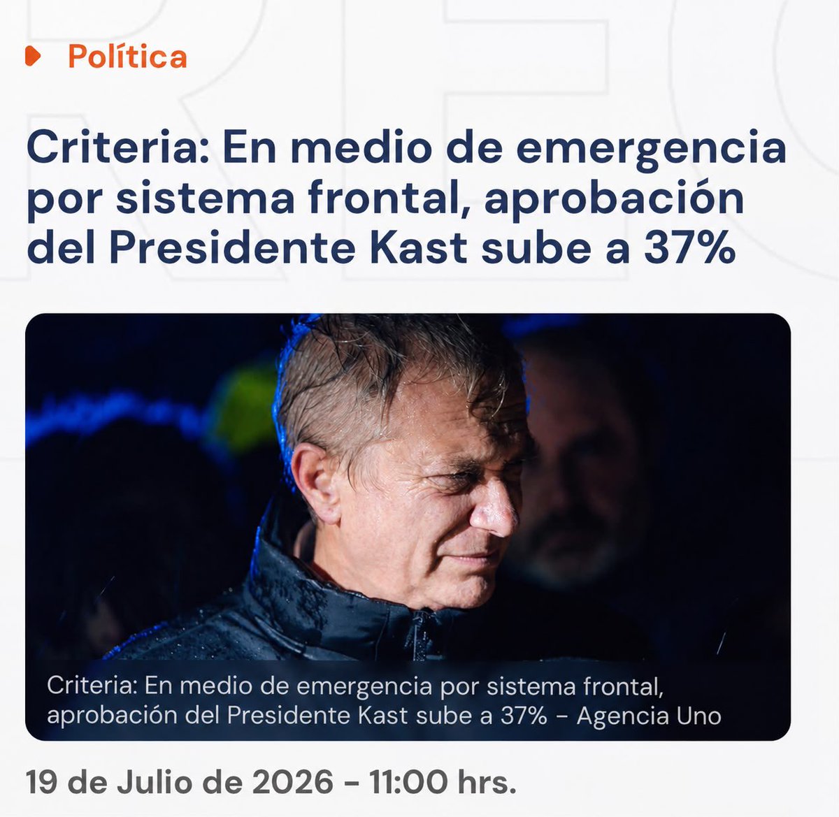 DRESTRUM__Pl's tweet photo. 🔴 CONFIRMADO: Chilenos valoran positivamente la gestión del gobierno en la emergencia: Aprobación del presidente Kast al alza en encuesta @CriteriaChile 📊 https://t.co/PP3vcGDAuL