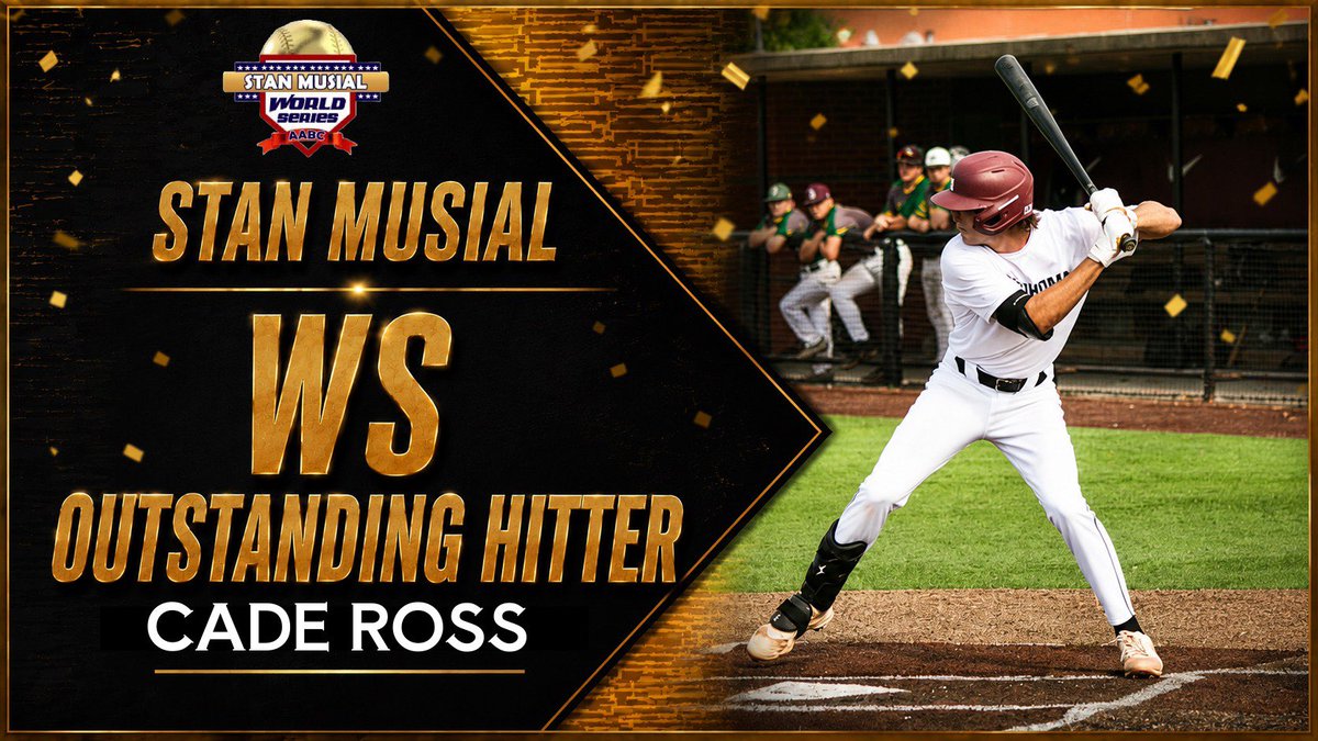 OklahomaLookou1's tweet photo. 𝑺𝒕𝒂𝒏 𝑴𝒖𝒔𝒊𝒂𝒍 𝑾𝑺 𝑶𝒖𝒕𝒔𝒕𝒂𝒏𝒅𝒊𝒏𝒈 𝑯𝒊𝒕𝒕𝒆𝒓: Cade Ross (@cade_ross2): @SNUBaseball 

🔥 5-9 (.556) 
⚾️ 6 RBI
👊 3 R &amp; 3 BB 
🏃 1 SB
✅ Tournament Outstanding Hitter
🏆 Stan Musial WS Champions https://t.co/ZLalUrV2qD