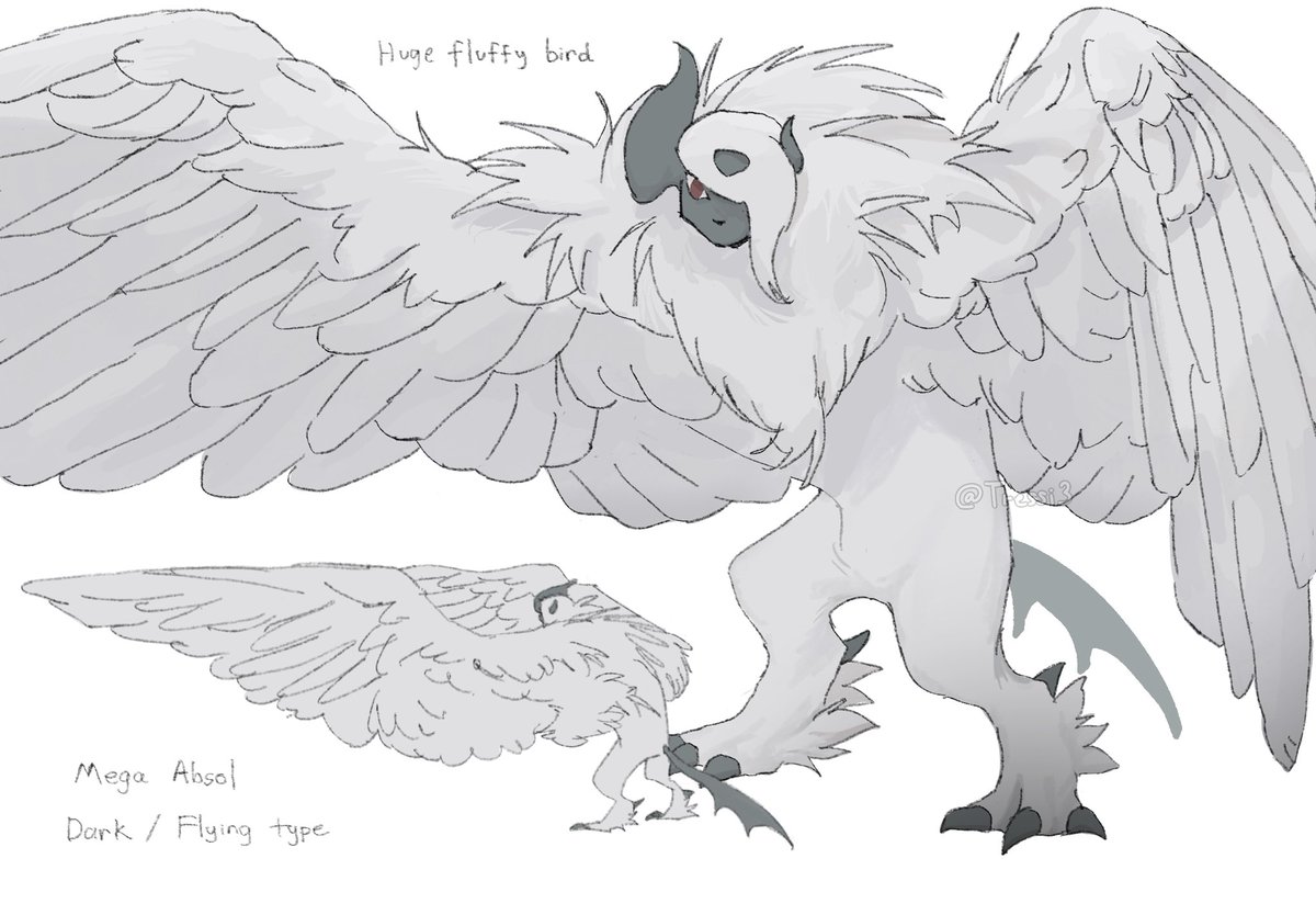 tressi3's tweet photo. What if mega absol were a dark/flying type https://t.co/wdOgg1KPgz