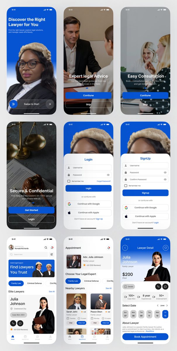 3xProduct_D's tweet photo. Recently shared a sneak peek of  Legal Services mobile app design. Here's the full design exploration ✨

Reposts are highly appreciated 💚 https://t.co/bAWFHey87u
