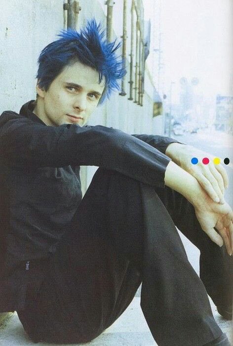 bugsarebetter's tweet photo. i wish matt bellamy would show us he knows his primary colors through his hair again https://t.co/ORfav6RSwJ