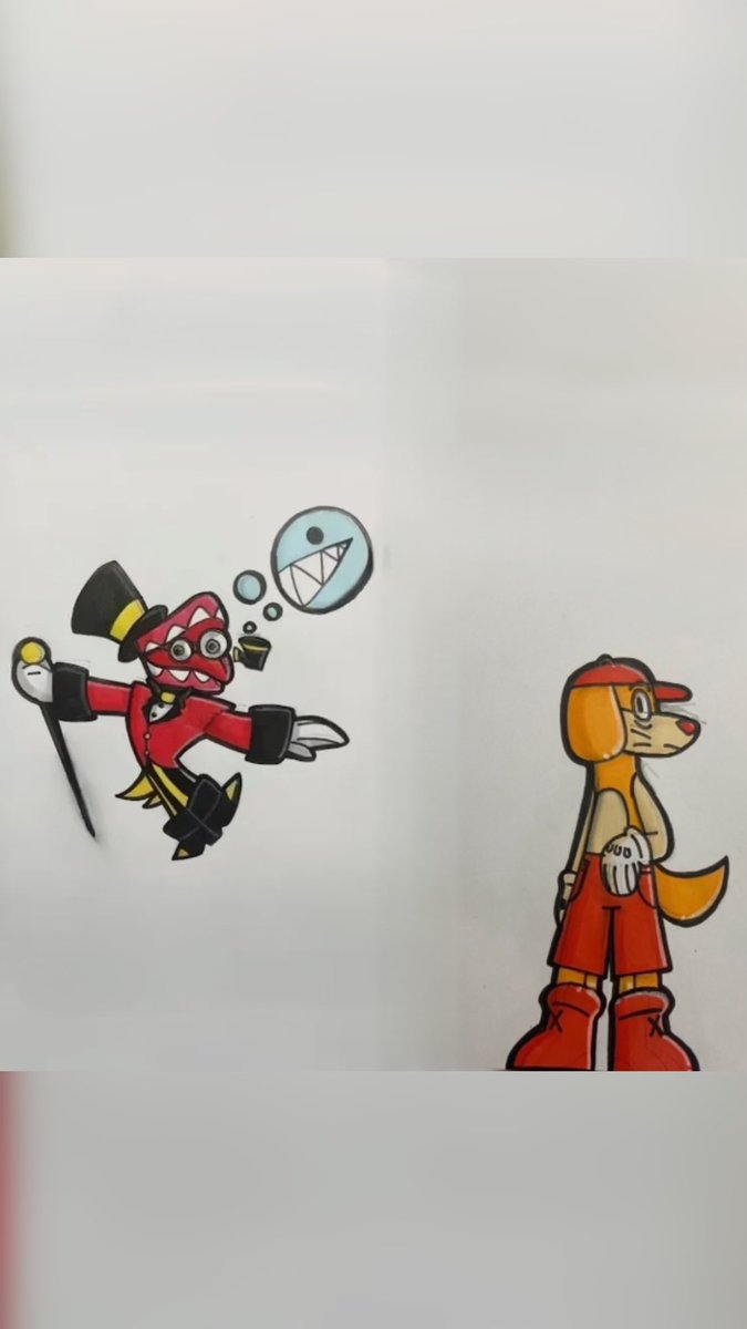 MariaMazerin's tweet photo. My Caine and scratch redesigns #caine #scratch #theamazingdigitalcircus❤️🦷🎩🤖🧠🌭🐕🧡 @GooseworxMusic @glitch_prod https://t.co/R3yprBqSjN