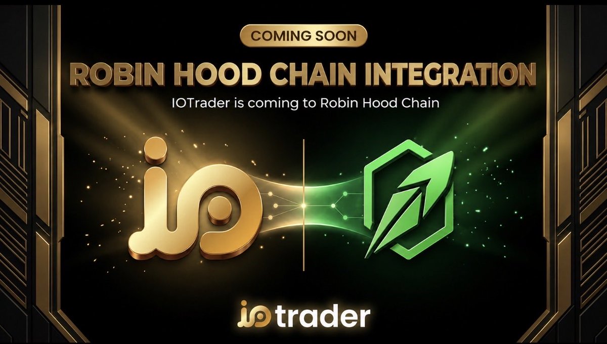 iotraderio's tweet photo. 🚀 COMING SOON: IOTrader × Robin Hood Chain Integration 🚀

The future of decentralized trading is expanding. 🔥

IOTrader is coming to Robin Hood Chain — bringing advanced trading infrastructure, seamless Web3 connectivity, and next-generation DeFi experiences to a new ecosystem.

⚡ Faster connections
🌐 More opportunities
📈 Powerful on-chain trading tools

The journey continues. The next chapter begins soon.

🔗 IOTrader × Robin Hood Chain
#IOTrader #RobinHoodChain #Web3 #DeFi #Crypto #Blockchain #Trading