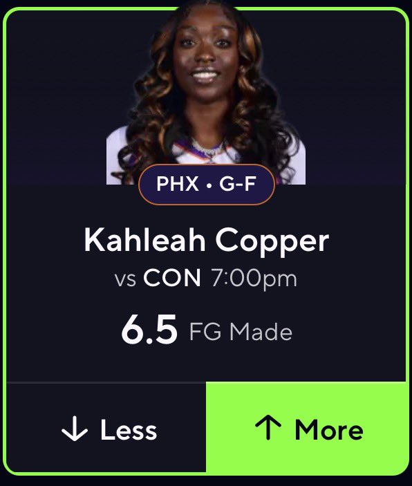 RACKEMSPORTS's tweet photo. 🔥🔥 PLAY OF THE DAY 🔥🔥

KAHLEAH COPPER OVER 6.5 FGM

 #POTD #PLAYOFTHEDAY #PrizePicks #playerprops #DFS #pp #mlb #NFL #NFLPRIZEPICK #nfltwitter #nbatwitter #NBA #nbaplayoffs  #NBAFinals #WNBACommishCup #tiktok #NBAprizepick #WNBACommissionersCup 
 #WNBAPicks #nbaespn #wnba #NBACup #nbaprop #nbaplays #WNBATwitter #WNBAProps #wnbabets #nbabets #WNBA #nbapickstoday  #Gambling #GamblingX