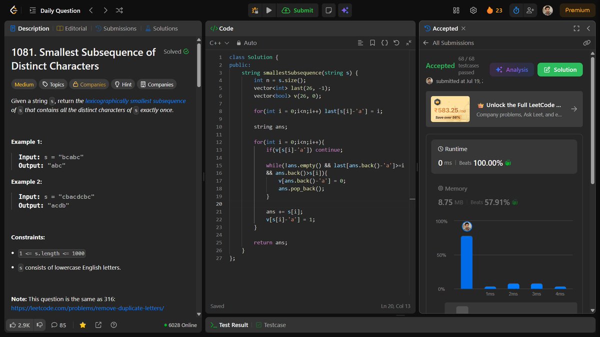 shahidx_05's tweet photo. Day 499 of #1001DaysOfCode 
✅ Leetcode weekly 
✅ Leetcode POTD 
✅ GFG POTD 
✅ 3 codeforces problems https://t.co/J5OcJkmWR6