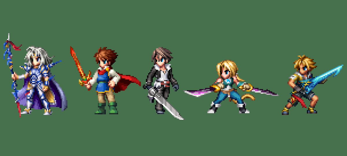 FF8_Garden's tweet photo. Cecil, Bartz, Squall, Zidane, Tidus (Final Fantasy Resonance) https://t.co/wWq6G0ZLXV