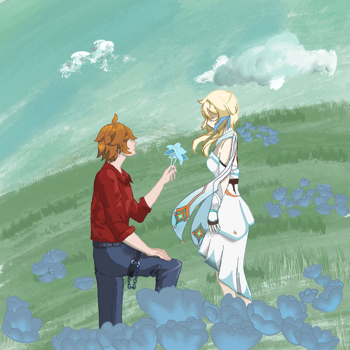 Lilyvelilazy's tweet photo. "Happy birthday to me..."

"Heh, I thought about what gift I'd like this year."

"Then I realized..."

"I already found it."

"All I want..."

"...is another year with you."

"So..."

"Will you accept these flowers?"

#chilumi https://t.co/KTAIAzhOt4